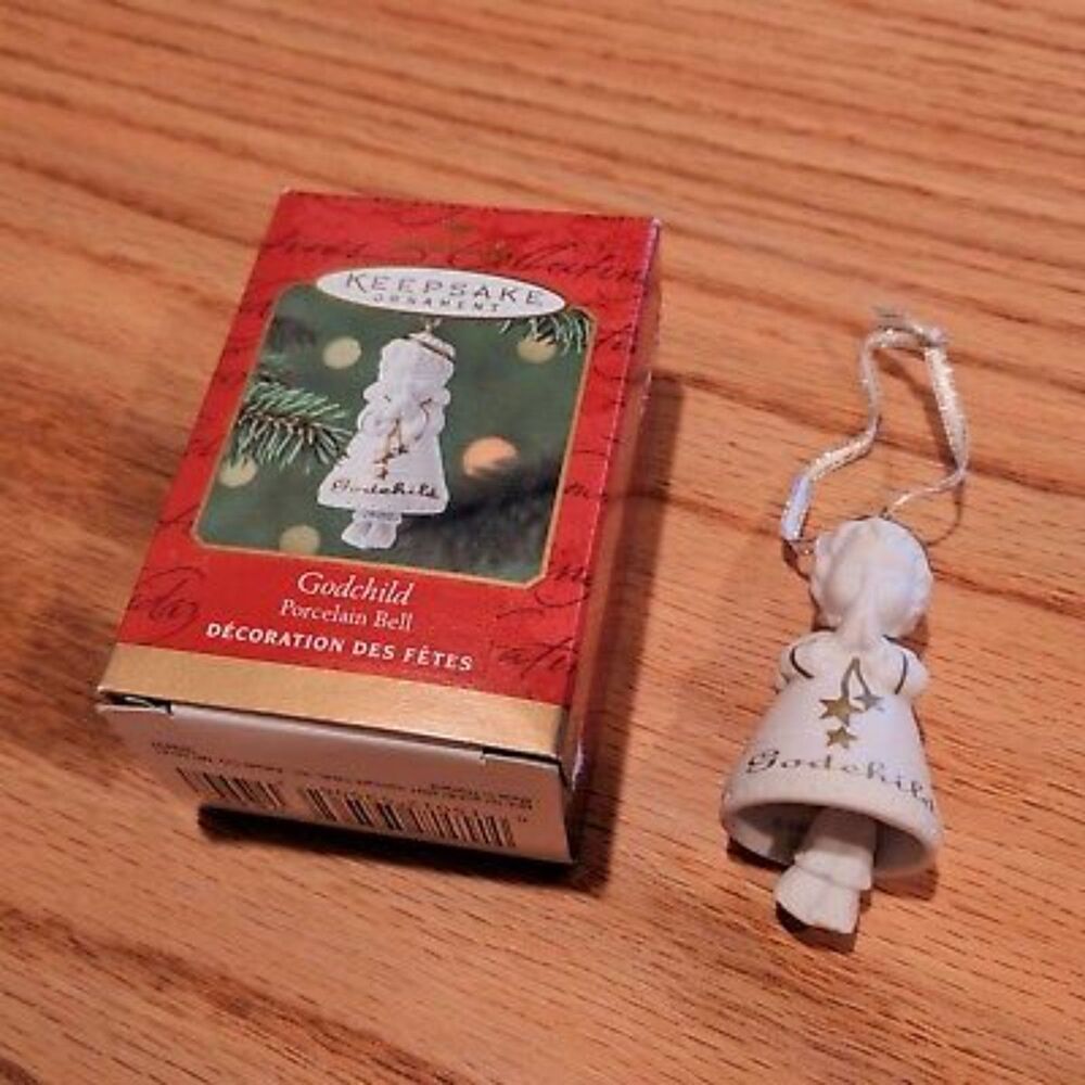 Hallmark Godchild Porcelain Bell Angel Christmas Ornament new